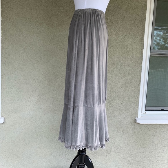 CP Shades Gray Velvet Velour Maxi Skirt Small - Picture 6 of 8